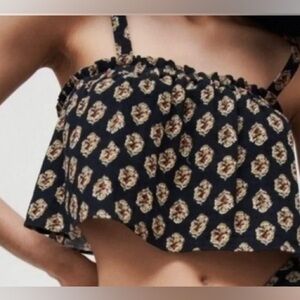 🆕BNWT ZARA Xl cropped ruffle print top